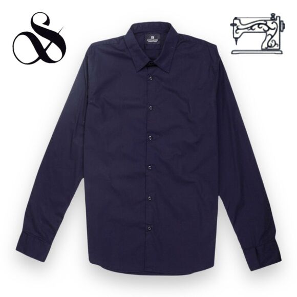 Scotch & Soda Slim Fit Stretch Cotton Shirt in Dark Navy Blue Sz M 20 x 32" - Picture 12 of 12